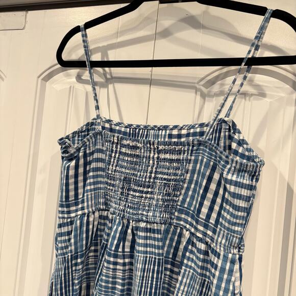 J. Crew Blue And White Plaid Midi Dress Size 6 - Picture 5 of 9